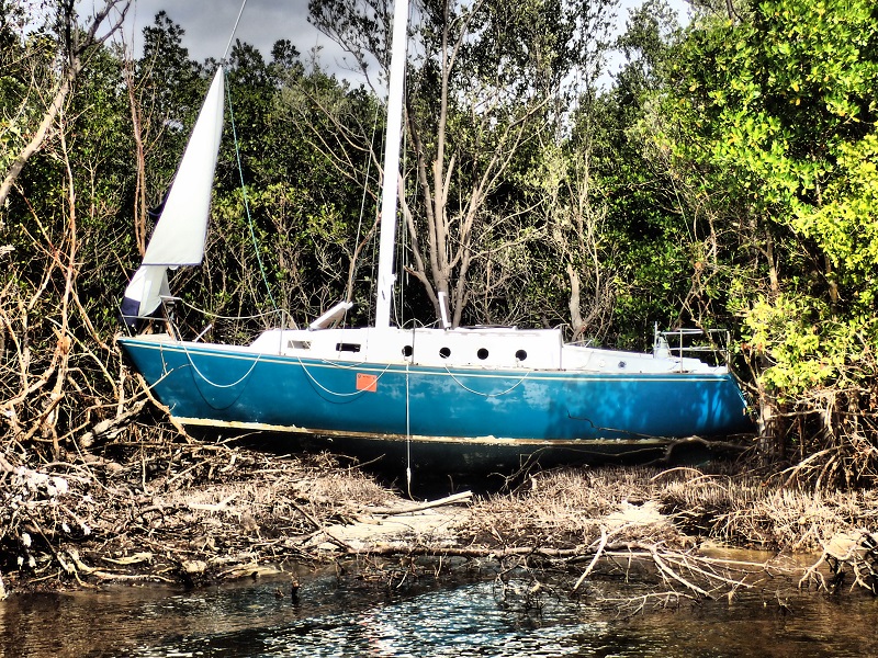 sailboat after Hurricane Irma